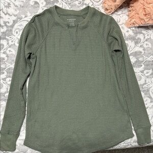 American Eagle Outfitters Green Waffle Knit Top